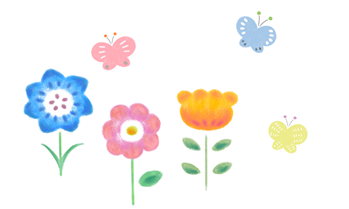 イラスト：花とちょうちょ